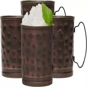 손잡이가 달린 리비 14온스 모스크바 뮬 머그잔 망치로 마무리한 컵 세트 4개 스티 물 등을 마실 수 있는