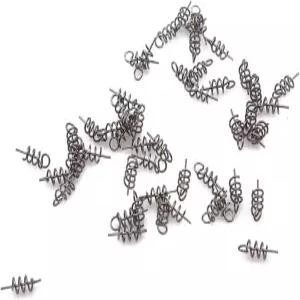 소프트 루어 미끼 웜 크랭크 터미널 태클 및 액세서리를 위한 50Pcs 실버 낚시 바늘 센터링 핀 스프링