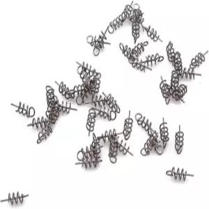 100개 낚시 바늘 센터링 핀 스프링 소프트 루어 미끼 웜용 트위스트 잠금 터미널 태클 및 액세서리