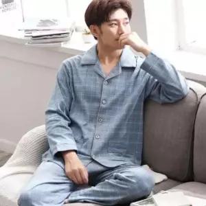 남성잠옷 남자 체크 카라 잠옷세트 홈웨어 상하의세트 파자마