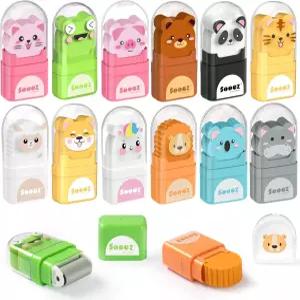 청소 롤러가 포함된 Suez 12 팩 연필 지우개 면도 롤러와 커버가 동물 청소년 및 교사용