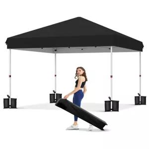 가비 10x10 팝업 캐노피 텐트 야외 1인용 헤비 듀티 상업용 인스턴트 쉘터 0사이드월+블랙