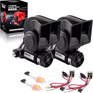 트럭용 파빈 에어 혼 소형 전기 열차 경적 배선 하네스가 장착된 카 12V 150db 슈퍼 라우드 차량용. 2PCS