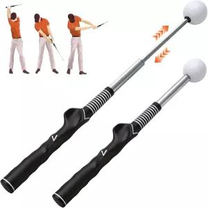 혼하로 골프 스윙 트레이너 오른손 골퍼를 위한 접이식 클릭 스틱 그립 및 템포 실내외 연습을 스테인리스