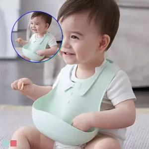 쌍문상회 이유식 위생적인 아기턱받이 실리콘 리본타이 방수 빕