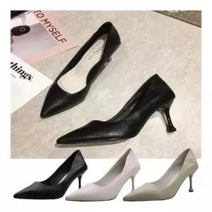 레더 정장구두 오피스룩 뮬 겸용 뾰족굽 여자 힐 스틸레토미들힐 힐 통굽 웨딩슈즈