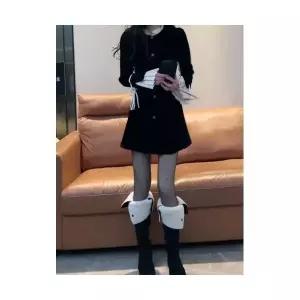 여사친 치마 원피스 롱 벨벳 패치 토카 봄가을 프렌치 원템1