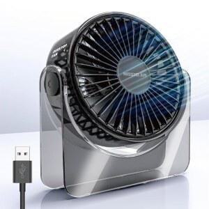 NISSYO AM USB 책상 테이블 여성용 사무실 기울기 미니 휴대용 검은색 침실 소형 선풍기 강력한 조용하고 선물 냉방 여행용 개인용 6인치 가능한 조절