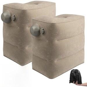 풍선 여행용 발 받침대 베개 2팩 비행기 휴대용 다리 비행 시트 익스텐더 자동차 기차 보관용 가방 그레이