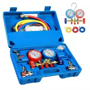 AC 게이지 R134a R12 R22 R502 자동차 HVAC 게이지용 3방향 매니폴드 세트 5FT 3색 호스