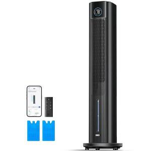 침실용 DREO 타워 선풍기 제어 공기를 냉각 바닥 4가지 불어넣는 냉각기 블랙 조용한 증발식 진동 타이머 속도 모드 12시간 업그레이드 청소 간편한 차가운 85 공기 43인치
