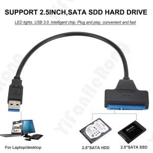 USB 3.0-SATA 하드 디스크 변환기 케이블 USB-SATA III 드라이버 지원 2.5인치 6Gbps HDD SSD 22핀 어댑터