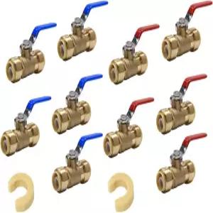 10팩 온수 및 냉수용 EFIELD 1 /2인치 푸시핏 풀 포트 볼 밸브 5개 분리 클립 도구 2개 포함 UPC 인증