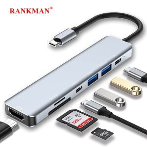 USB C 허브 스플리터 4K HDMI 호환 3.0 타입 어댑터 SD TF 도킹 스테이션 (맥북 호환 아이패드 호환 삼성