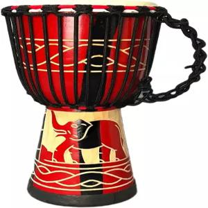 보리얌 젬베 드럼 전문 수작업 조각 염소 가죽 헤드 서아프리카 스타일 탬버린 봉고 타악기빨간 코끼리