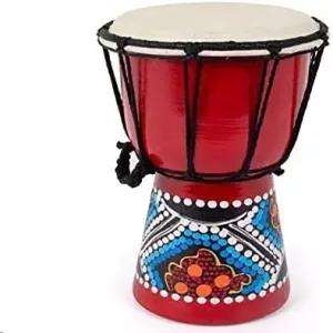 Kmise 젬베 아프리카 핸드드럼 미니 마호가니 스탠다드 염소 가죽 드럼헤드4인치