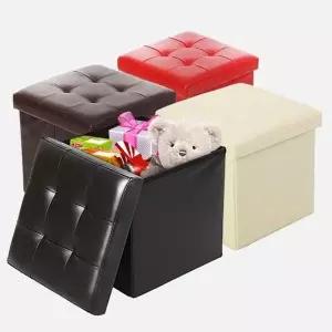 [하프클럽/셀러허브]미니 수납의자 원룸사각 스텝 가죽스툴 풋스툴