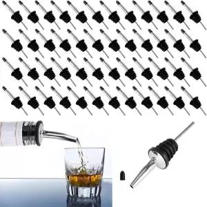 48 PCS 스테인리스 스틸 병마개 클래식 고무 더스트 캡이 있는 테이퍼드 와인 주류 올리브 오일 커피 시럽