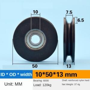 1pcs 10x50x13M 호환m 5 cm 롤러 V 그루브 휠 와이어 로프 오버 라인 리프팅 풀리 나일론 휠