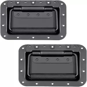 미야코 미국 스피커 캐비닛 손잡이 2개 세트 5.5x3.9인치 오목한 뒷면 고강도 금속판 강력한 스프링 고무