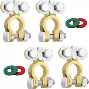 배터리 단자 커넥터 2쌍 황동 자동차 양극 및 RV 액세서리용 부식 방지 패드 포함 해상 바이 XIOGZAXI