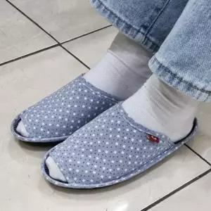 메쉬 도트 소음 원단 슬리퍼 방지 쿠션 블루 층간 실내화