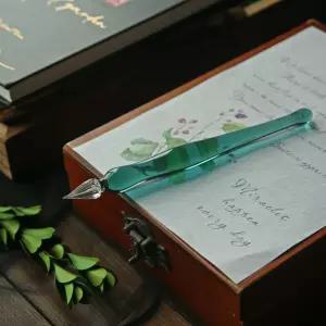 투명 시그니처 글라스펜 금색 잉크 유리펜 필사 딥팬 골드