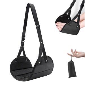 비행기 여행용 풋 해먹 조절식 레스트 슬링 장시간 비행을 위한 비행 장치 여행 필수품 블랙