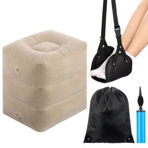 드라이다이어트 2개 공기 주입식 발 받침대 베개 여행용 비행기 해먹 조절 가능한 3겹 다리 펌프 및 보관