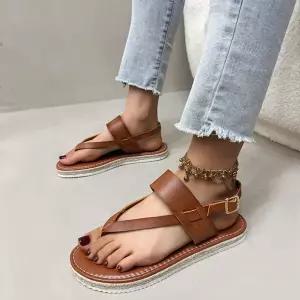 포뇨2 여름 여성 조리 샌들 통굽 플랫 빅사이즈 비치 OPH5