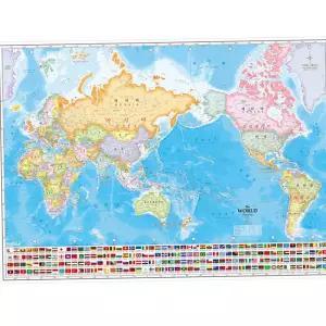 세계지도 월드맵 포스터 국기 어린이 전세계 여행 전도 코팅 107x77cm