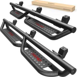 20182025 지프 랭글러 JL 4도어 드롭 사이드 스텝 레일 블랙 볼트 온 너프 바와 호환되는 오토사버88 러닝