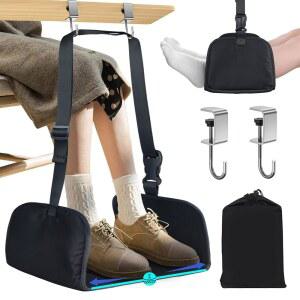 펑가로 비행기 풋 해먹 풋레스트 장거리 비행 메모리 폼 여행용 슬링 직장 게임 여행 필수품 블랙