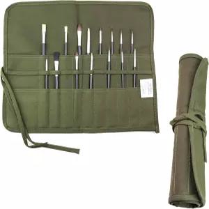 XTIUN 1PCS 페인트 브러시 홀더 정리함 수채화 케이스 보관 22 슬롯 아트 롤 캔버스 파우치 구아슈용