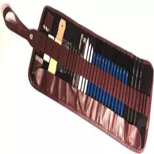 여행용 롤업 케이스에 드로잉 연필 샤프너 지우개가 포함된 치카디 크루 32대 스케치 세트