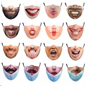 패션마스크 다양한 얼굴 특이한 표정 마스크 빨아쓰는 입모양