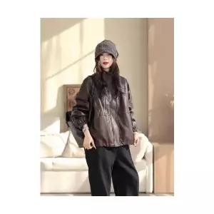 EAMT 여성 가죽 재킷 코트 빈티지 차이나 캐주얼 YJ1