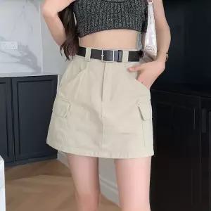 율랑팡 여사친 스커트 미니 캐주얼 빈티지 봄 벨트 A라인 HO1