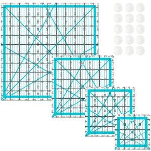 LJLJ 퀼팅 자 4 사각 템플릿 아크릴 및 재봉용 미끄럼 방지 링 포함 3.5 u201D x 5 6.5 10.5 u201Dx