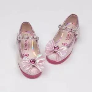 하트리본펄 반짝이LED 어린이공주구두