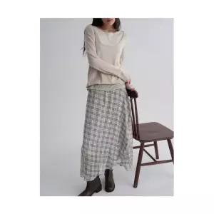 (국내매장정품) 에잇세컨즈 8SECONDS 시어 체크 롱스커트 베이지 356227WC4A 3137030 269836