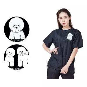 애견 미용복 세트 반팔 바지 유니폼 가운 데일리 작업복 꾸안꾸 디자인