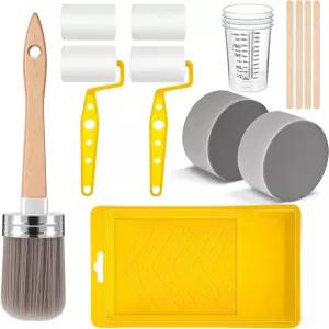 레몬로드 18피스 페인트 브러시 및 롤러 세트 캐비닛 가구용 용품 스펀지 트레이 라이너 컵 믹싱 스틱 모든