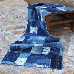 패턴 원단 보로 너덜 남색 의류 재봉폭 거지의 한 염색 50cm 직물 01 쪽염색기 바느질 재봉틀