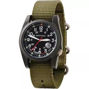 BERTUCCI A-3PS 솔라 필드 시계 | 옵틱 화이트 다이얼/블랙 케이스 나일론 밴드, 포레스트, 그린 301983