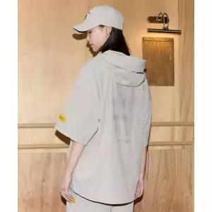 매장정품 BEENTRILL 후디 오버핏 반팔 아노락(라이트 베이지)