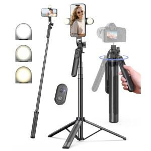 야키 71인치 휴대폰 삼각대, 충전식 리모컨이 있는 용 삼각대, 휴대폰 / 카메라 / 링 라이트 / DJI / GoPro