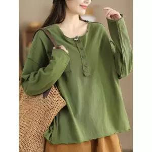 아이언하트 여사친 여성용 가을 캐주얼 티 롱루즈핏 반집 면탑 입체 블록 풀오버 솔리드 루즈핏 셔츠 KKE3