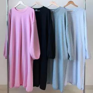 [옷자락]여성 빅사이즈 봄철 임산부 원피스 백 프린트 포켓 퍼프 롱드레스