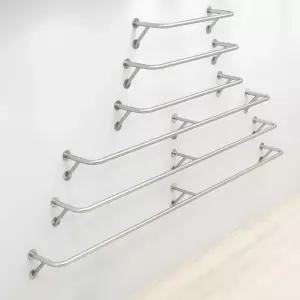 매장용 벽면 슬림 철제 실버 의류행거 파이프 진열대 벽고정 스틸
